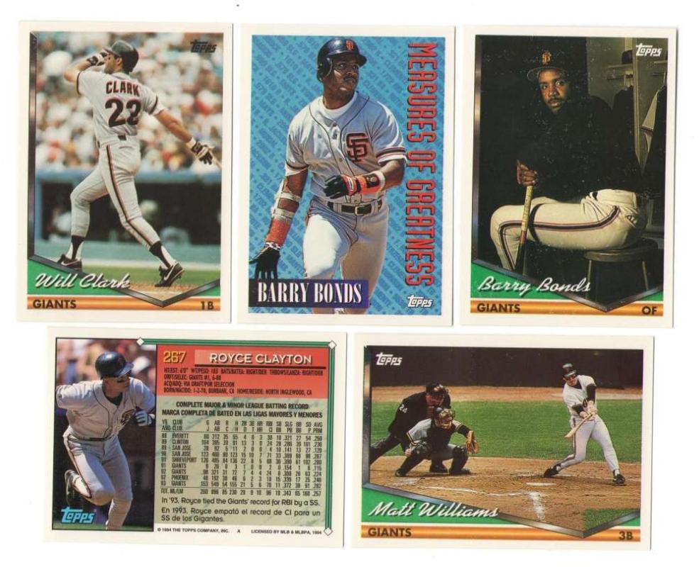  Giants - 1994 Topps BILINGUAL (Spanish) - COMPLETE TEAM SET (29) Baseball cards value