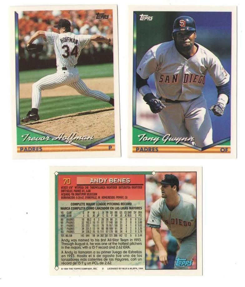  Padres - 1994 Topps BILINGUAL (Spanish) - COMPLETE TEAM SET (27) Baseball cards value