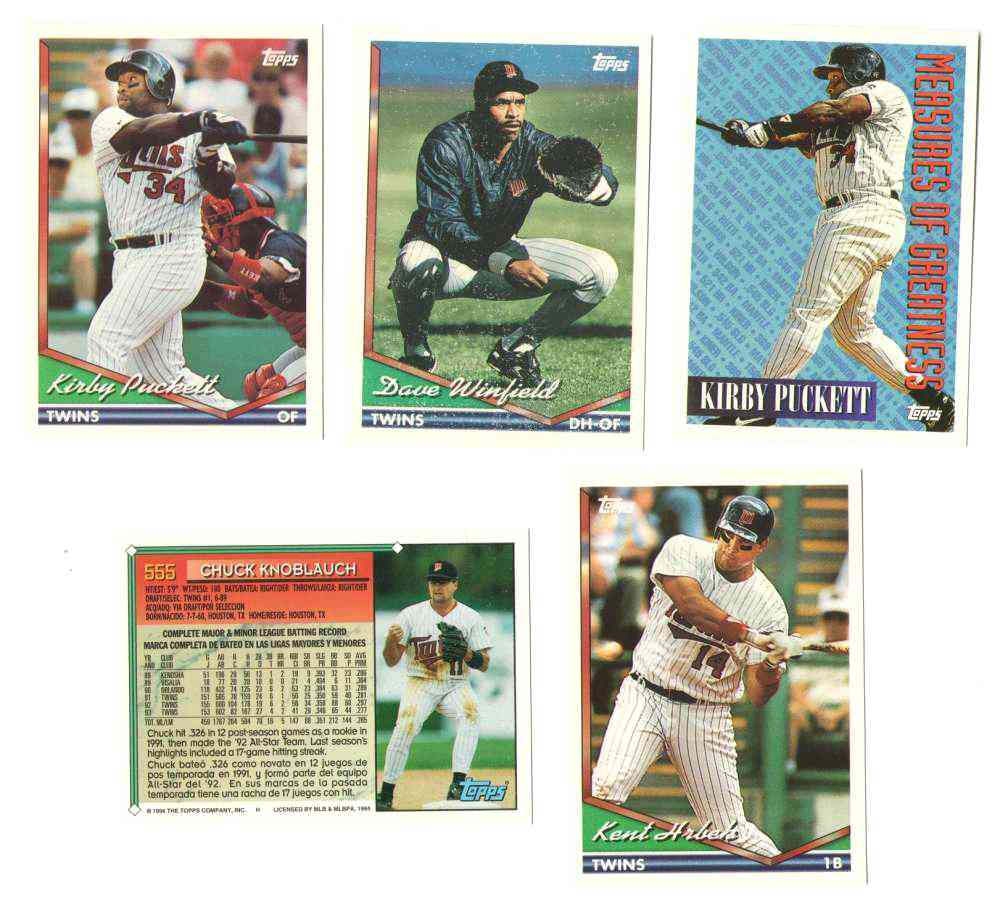  Twins - 1994 Topps BILINGUAL (Spanish) - COMPLETE TEAM SET (27) Baseball cards value