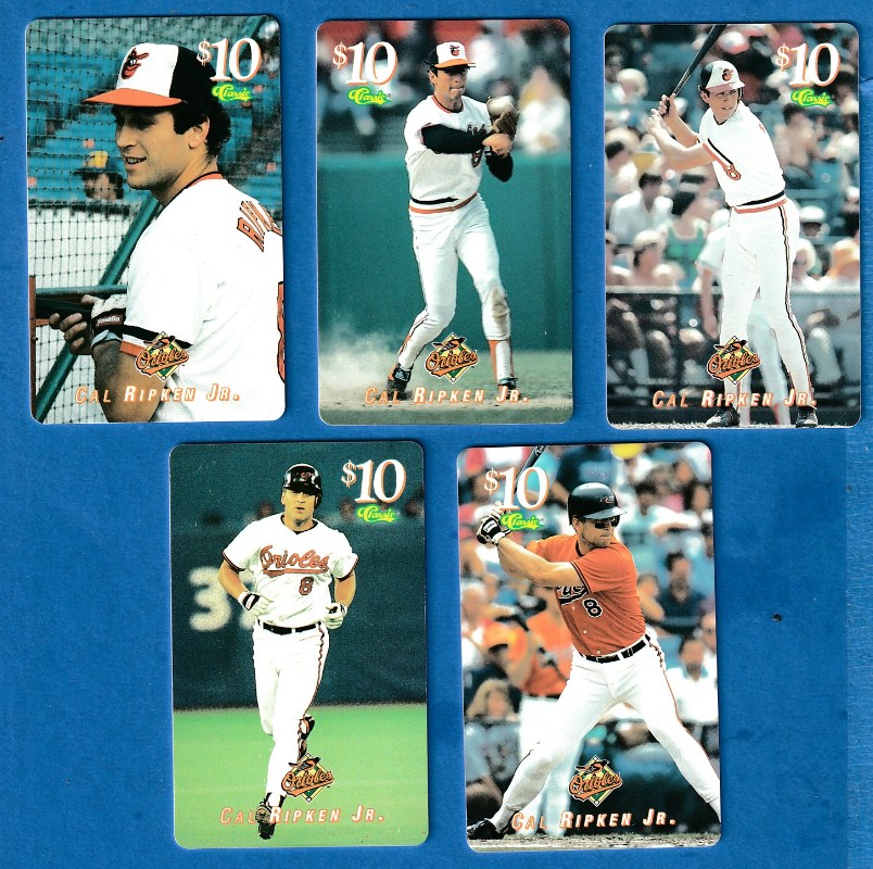 Cal Ripken - 1995 Classic $10 PHONE CARD [Batting white jersey] Baseball cards value