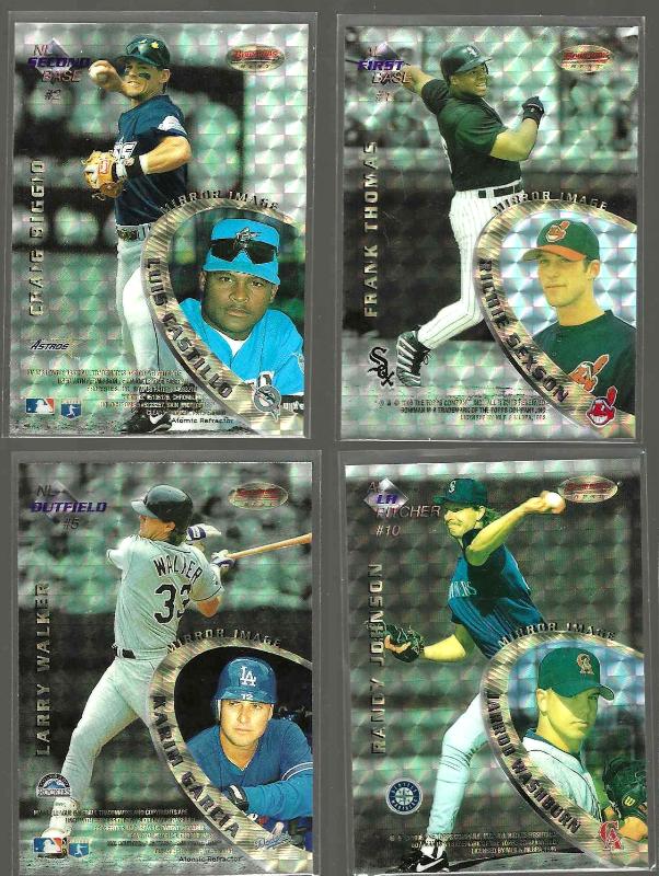 1996 Bowman's MIRROR IMAGE ATOMIC REFRACTOR #.1 Frank Thomas/Todd Helton Baseball cards value