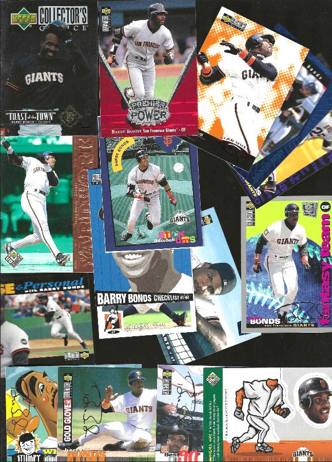 Barry Bonds -  COLLECTOR's CHOICE Collection -Lot of (19) w/several inserts Baseball cards value