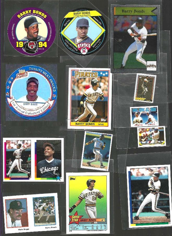 Barry Bonds - STICKERS & MINI DISCS/CARDS - Lot of (13) different Baseball cards value