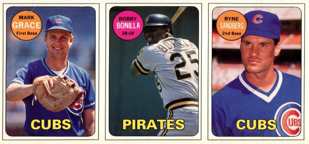 1990 BCM - Ryne Sandberg 1969 Topps 3-Card panel - Lot of (25) panels Baseball cards value