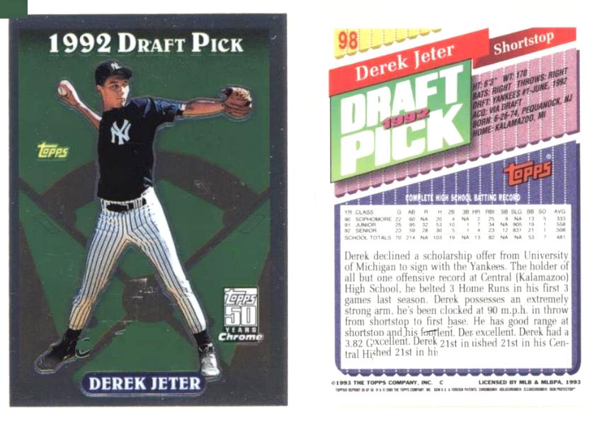 Derek Jeter - 2001 Topps Chrome Through the Years Reprints #50 Baseball cards value