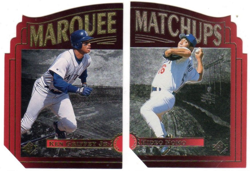 Ken Griffey Jr -  1996 SP Marquee Matchups RED DIE-CUT PROMO w/Hideo Nomo Baseball cards value