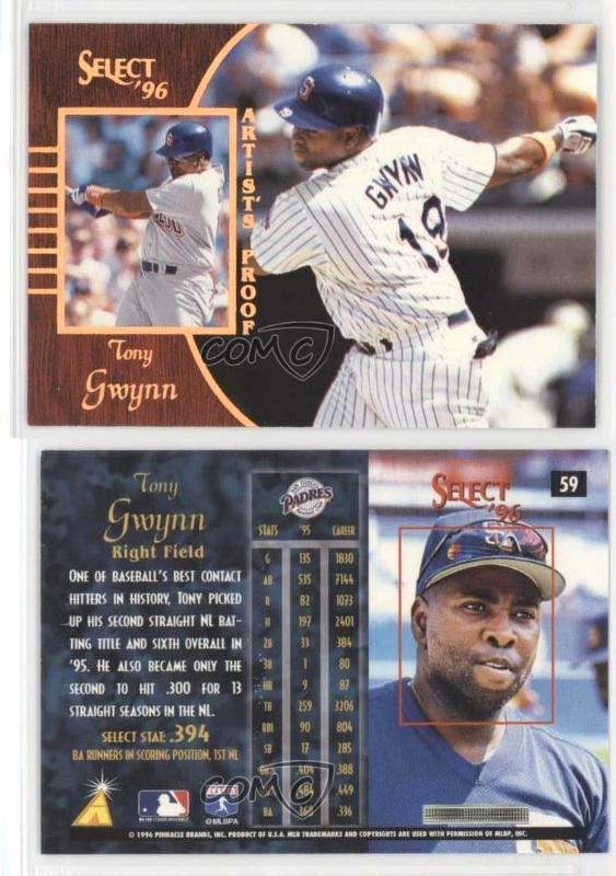 Tony Gwynn - 1996 Select ARTIST'S PROOF #59 (Padres) Baseball cards value