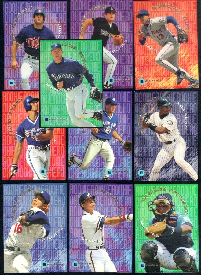 1995 Emotion - ROOKIES - Complete 10-card Insert Set Baseball cards value