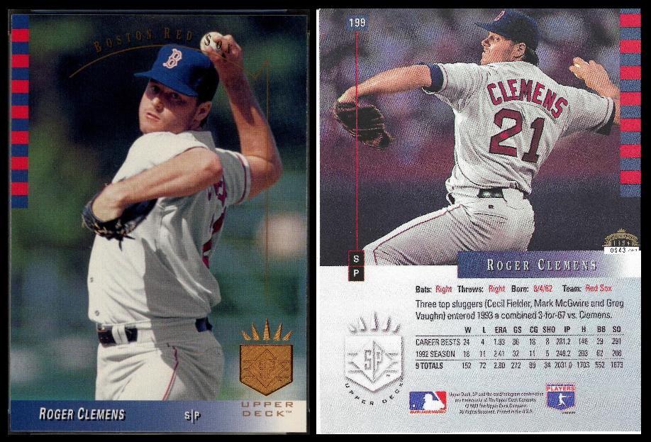 Roger Clemens - JUMBO - 1993 SP #199 - Lot of (500) [#d/1000] (Red Sox) Baseball cards value