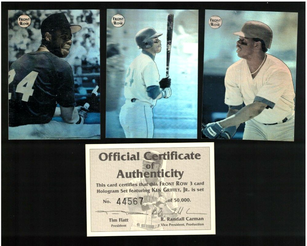 Ken Griffey Jr - 1992 Front Row Hologram SET of (3) w/COA Baseball cards value