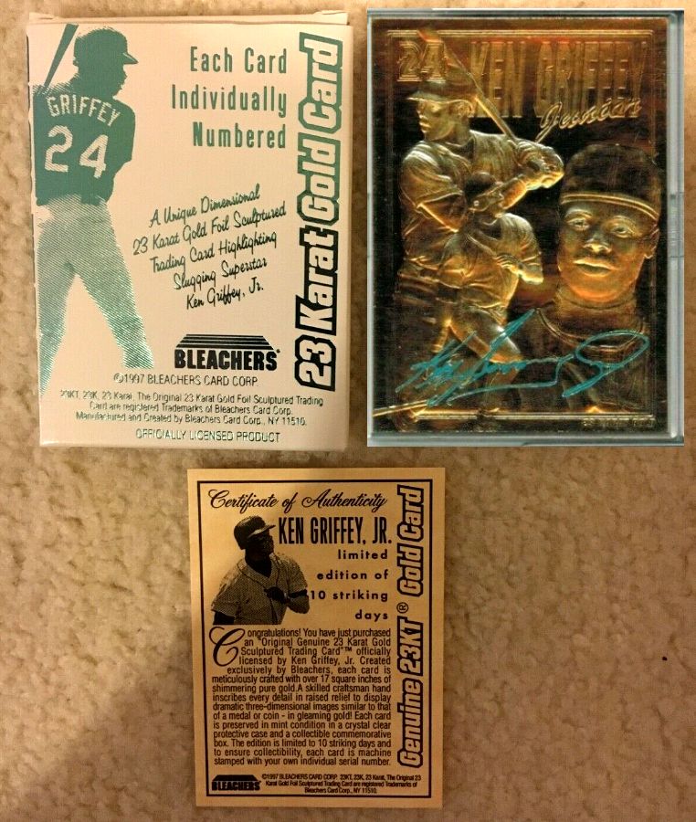 Ken Griffey Jr - 1997 Bleachers 23KT GOLD - In Original Box w/COA Baseball cards value