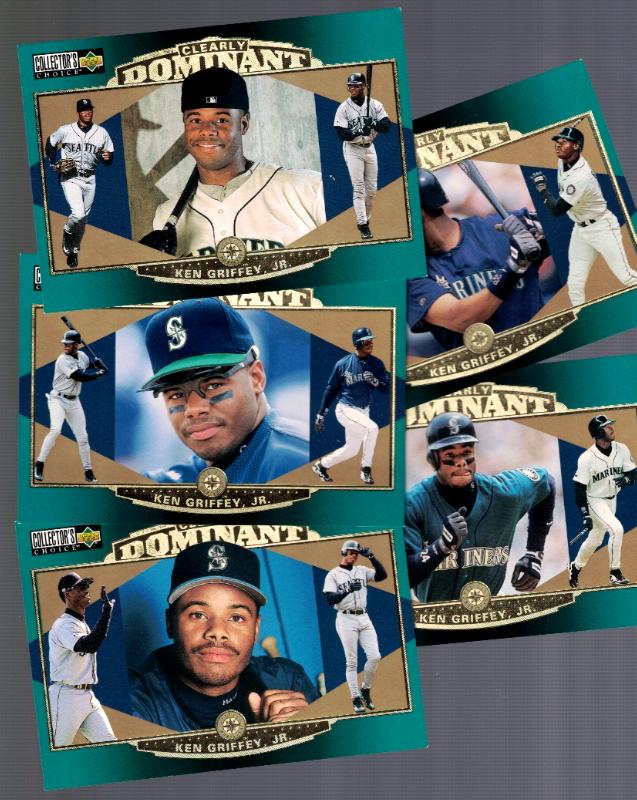 Ken Griffey Jr - 1997 Collector's Choice CLEARLY DOMINANT - Insert Set (5) Baseball cards value