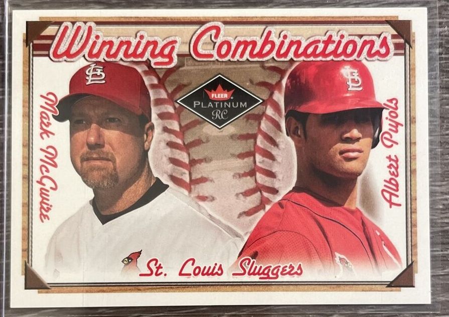 Albert Pujols - 2001 Fleer Plat. WINNING COMBINATIONS #10 ROOKIE w/McGwire Baseball cards value