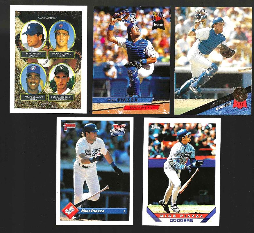 Mike Piazza - 1993  ROOKIE CARDS - Lot of (5) different (Dodgers) Baseball cards value