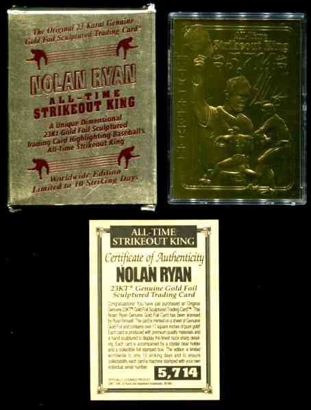 Nolan Ryan - 1995 Bleachers 23 KARAT GOLD 'All-Time Strikeout King' Baseball cards value