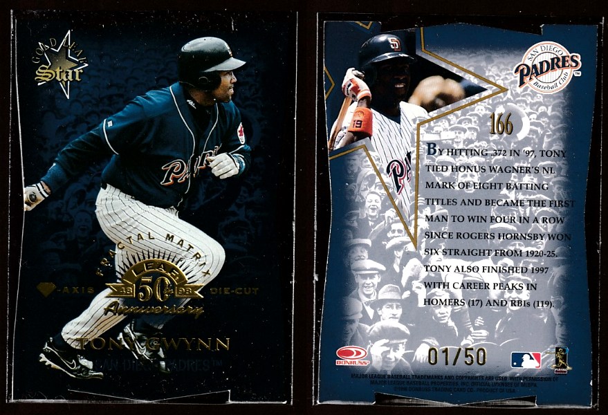 Tony Gwynn - 1998 Leaf Fractal Matrix #166 DIE-CUT (#/50) (Padres) Baseball cards value
