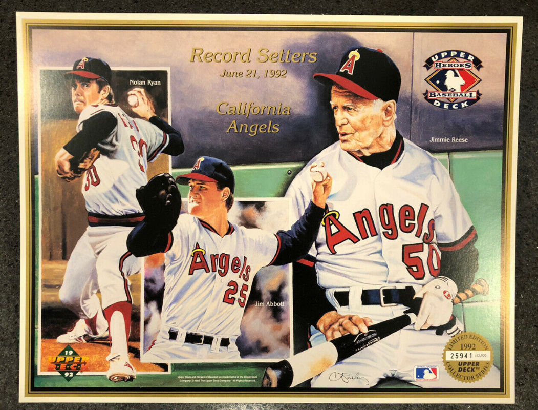 Angels - 1992 Upper Deck - Record Setters - 8-1/2x11 - w/Nolan Ryan Baseball cards value