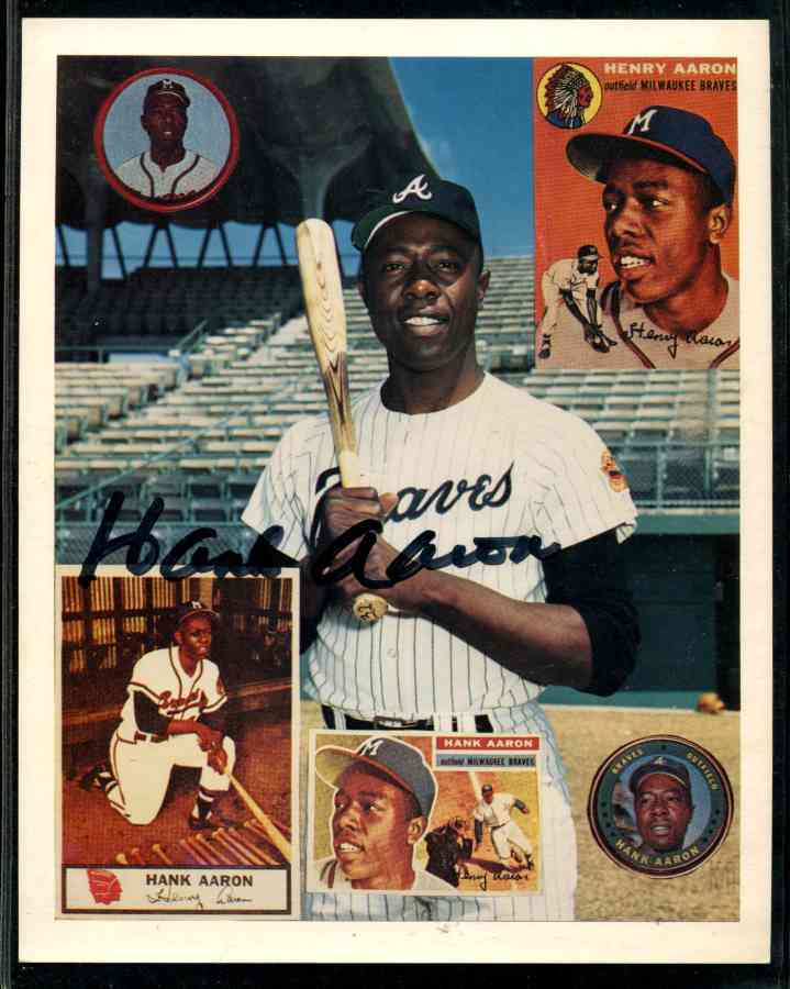  Hank Aaron - Beautiful Autographed 8x10 Collage Print (Braves) Baseball cards value
