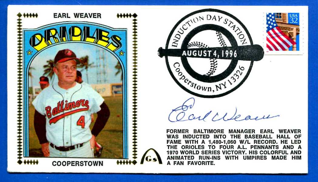  Earl Weaver - 1996 AUTOGRAPHED Gateway Cachet COOPERSTOWN w/Card, deceased Baseball cards value