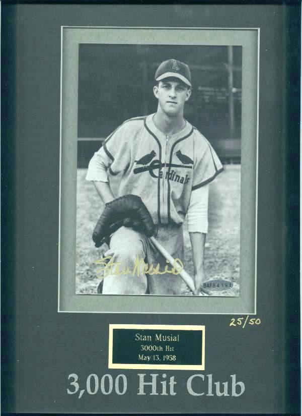 Stan Musial - UDA LIMITED EDITION Autographed 3,000 Hit Club photo Baseball cards value