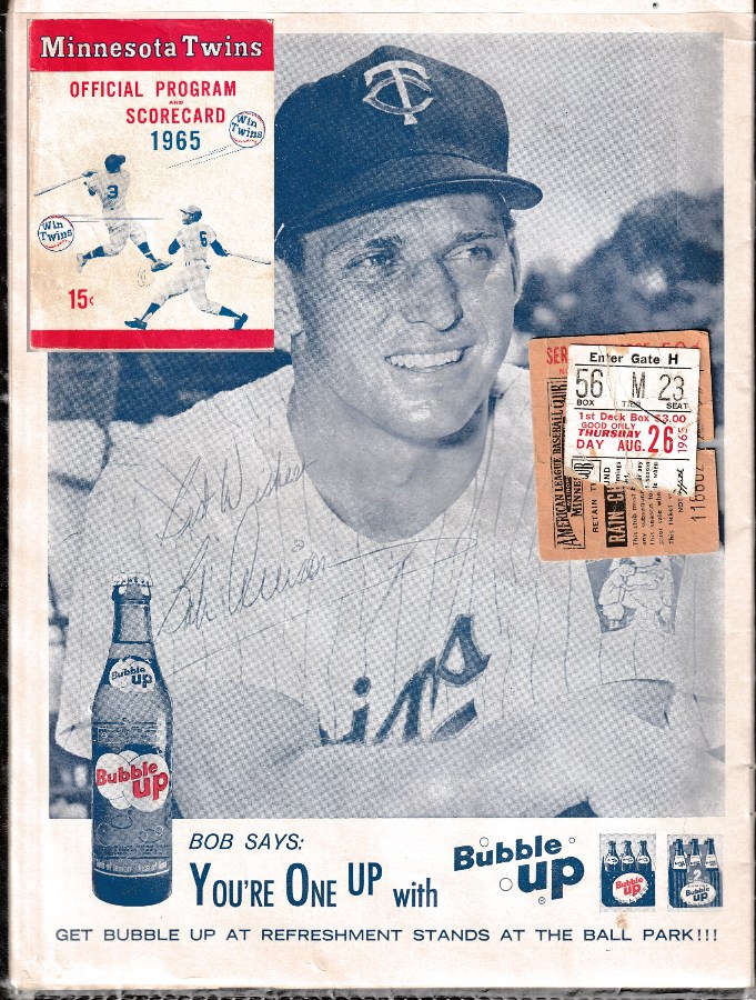  Bob Allison - AUTOGRAPHED 1968 Minnesota Twins/Yankees Program & Ticket Baseball cards value