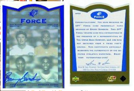 Barry Sanders - 1996 SPx Force #SPX5 AUTOGRAPH (Lions) Baseball cards value
