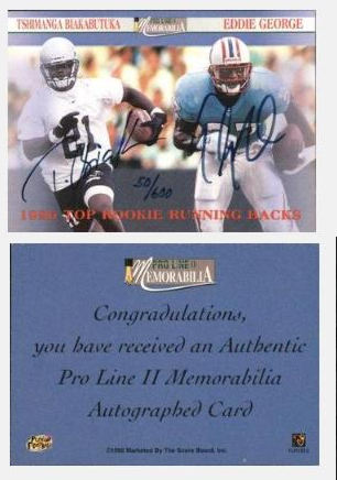  Eddie George - 1996 Pro Line Memorabilia DUAL-ROOKIE AUTOGRAPHS Baseball cards value