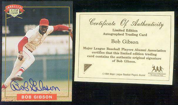  Bob Gibson - 1994 Nabisco All-Star Legends AUTOGRAPH (Cardinals) Baseball cards value