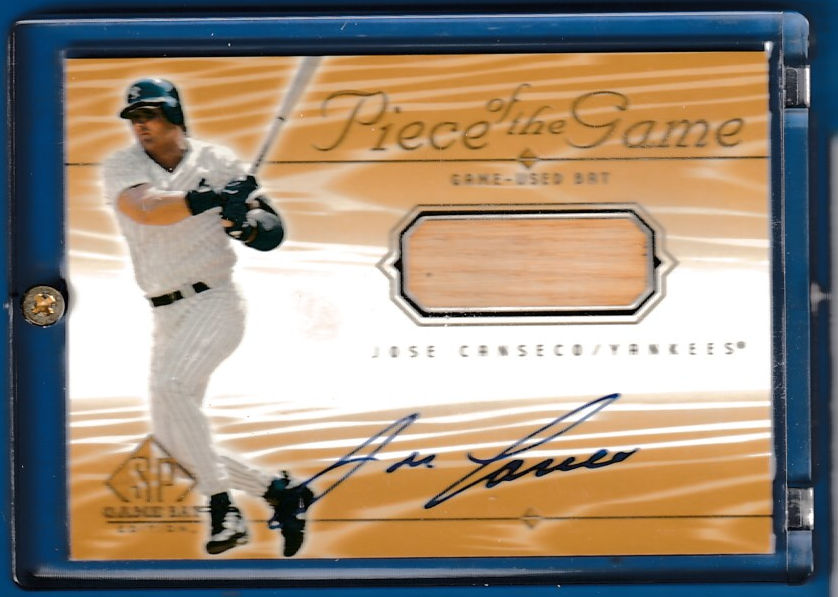 Jose Canseco - 2000 SP Game Bat 'PIECE OF.GAME' AUTOGRAPHED Game-Used Bat Baseball cards value