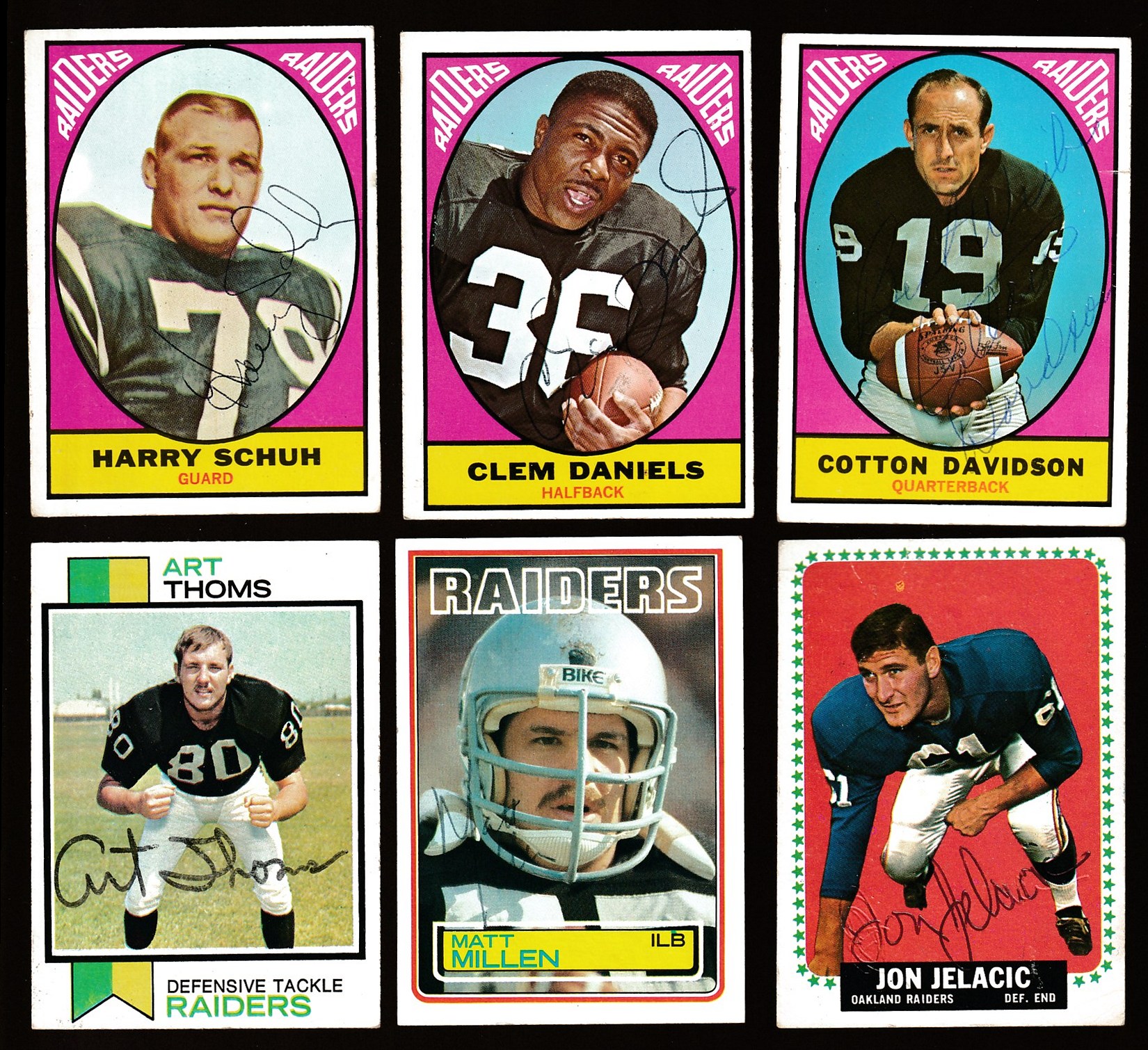   Oakland RAIDERS - Team Lot of (6) AUTOGRAPHED cards Baseball cards value