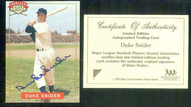  Duke Snider - 1994 Nabisco All-Star Legends AUTOGRAPH (Dodgers) Baseball cards value
