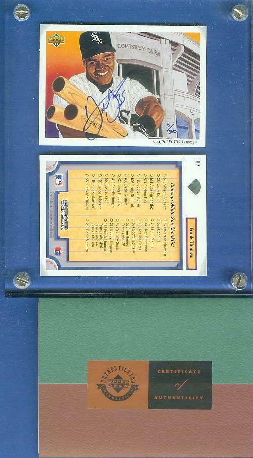 Frank Thomas - UDA AUTOGRAPHED - 1992 Upper Deck Team Card 2-card set Baseball cards value