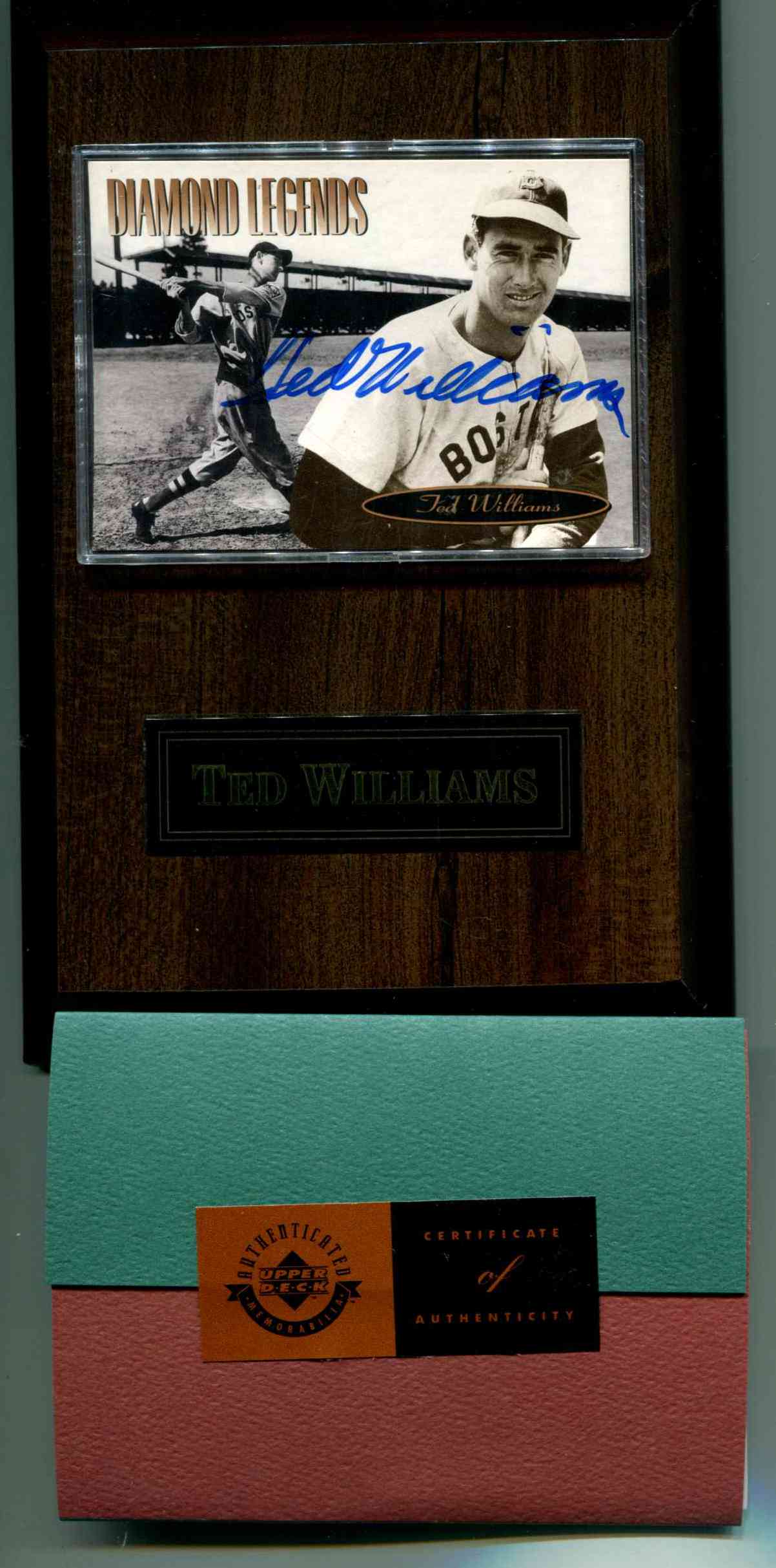  Ted Williams - UDA/Upper Deck Authenticated AUTOGRAPHED Plaqued card Baseball cards value