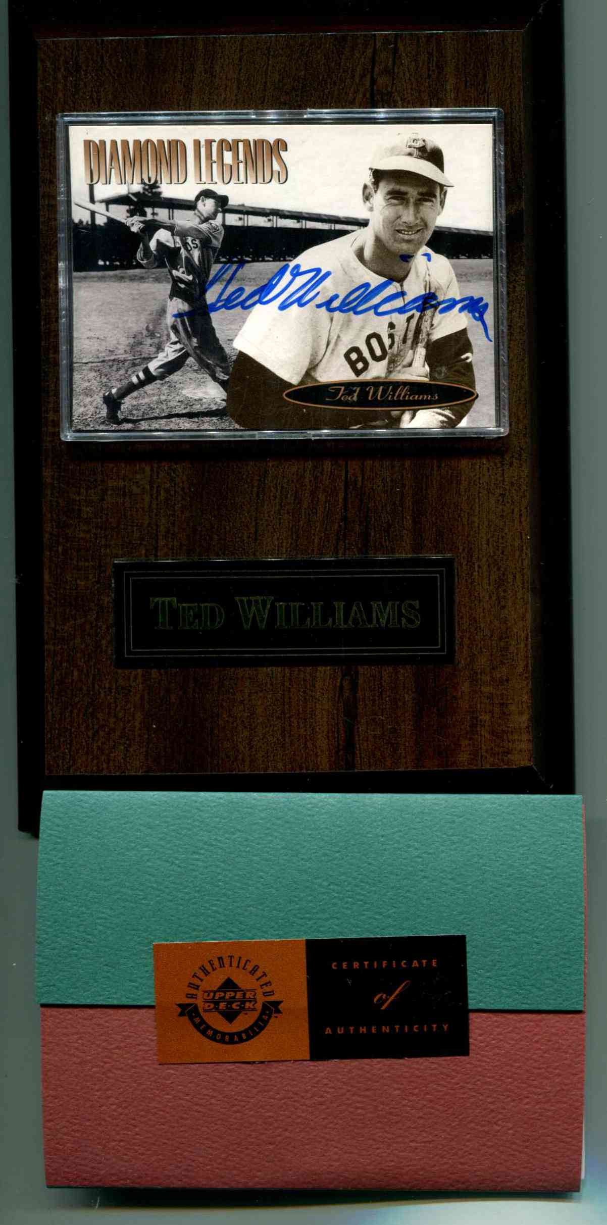 Ted Williams - UDA/Upper Deck Authenticated AUTOGRAPHED Plaqued card Baseball cards value