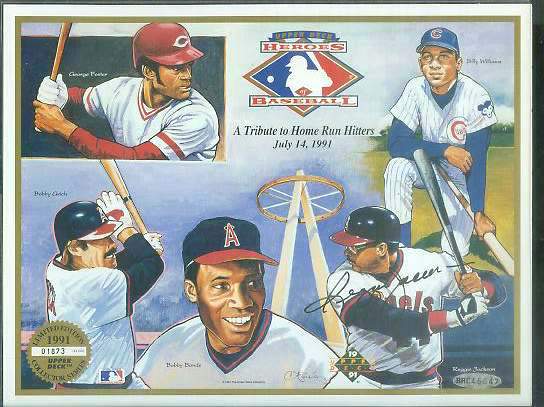  Reggie Jackson - 1991 UDA AUTOGRAPHED Heroes of Baseball Commerative Sheet Baseball cards value