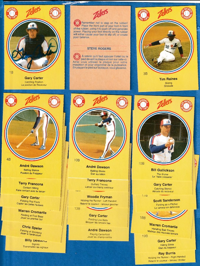  Gary Carter - AUTOGRAPHED 1982 Zellers COMPLETE 'B' Set (20 cards) Baseball cards value