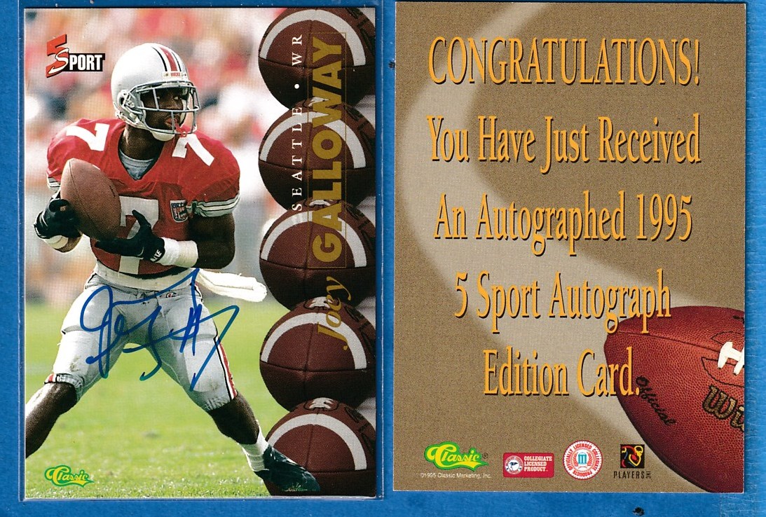  Joey Galloway  - 1995 Classic 5-Sport AUTOGRAPHED (Ohio State,Seahawks) Baseball cards value