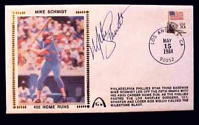 Mike Schmidt - 1984 AUTOGRAPHED Gateway Cachet '400 HOME RUNS' (Phillies) Baseball cards value