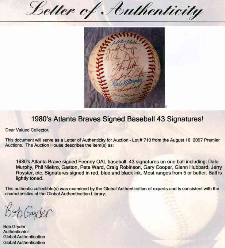  1980 Braves - Team Signed/AUTOGRAPHED baseball [#ed34] w/43 Signatures Baseball cards value