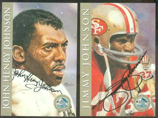 1998 HOF Platinum Signature # 46 Jimmy Johnson DB AUTOGRAPHED 4x6 Art Card Baseball cards value