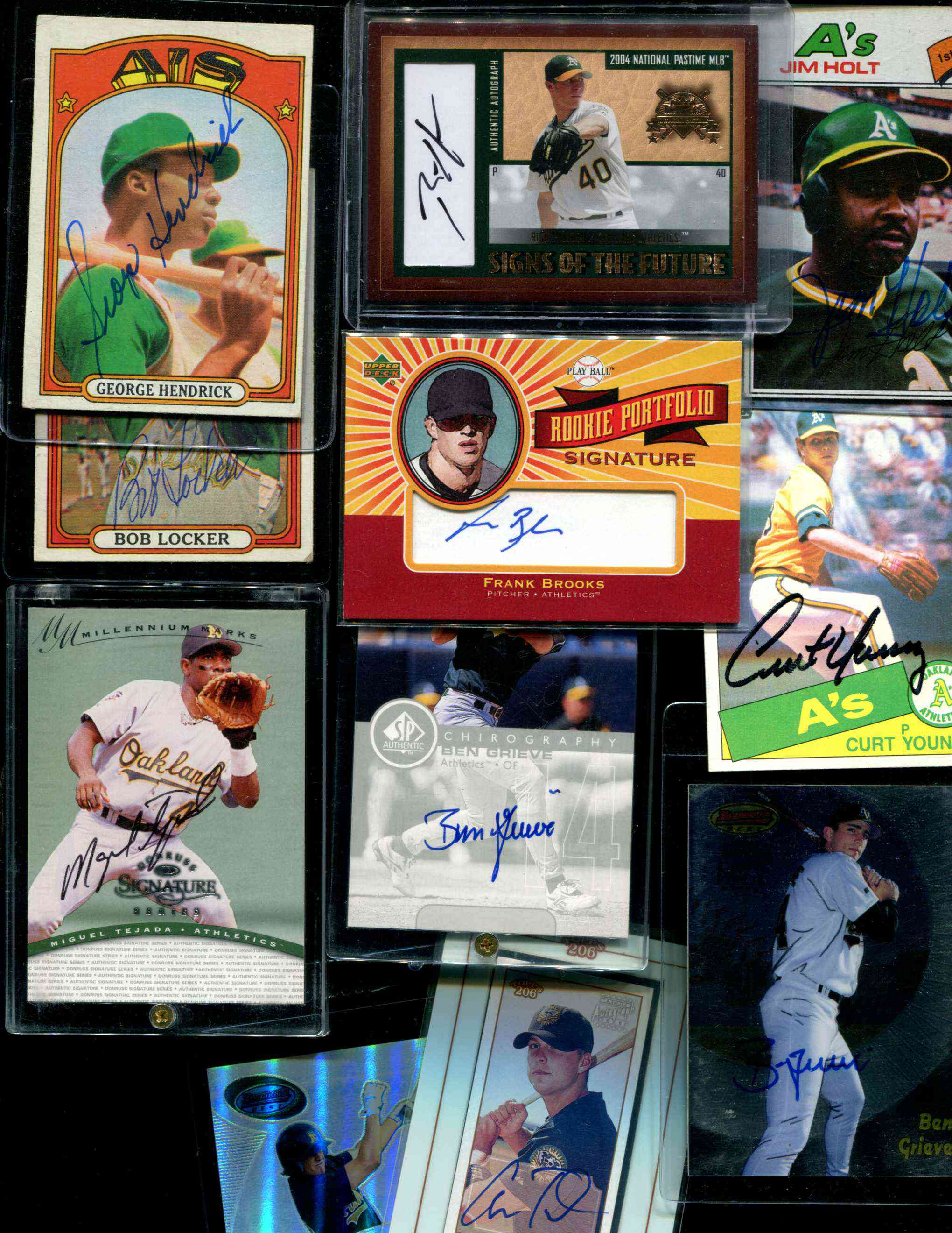  A's - Lot (11) different AUTOGRAPHED cards Baseball cards value