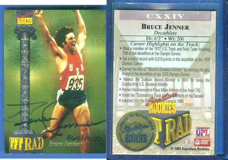  Bruce Jenner - 1994 Signature Rookies Tetrad AUTOGRAPHED (Olympics) Baseball cards value