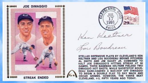  Lou Boudreau/Ken Keltner - DUAL-AUTOGRAPHED Gateway Cachet Joe DiMaggio... Baseball cards value