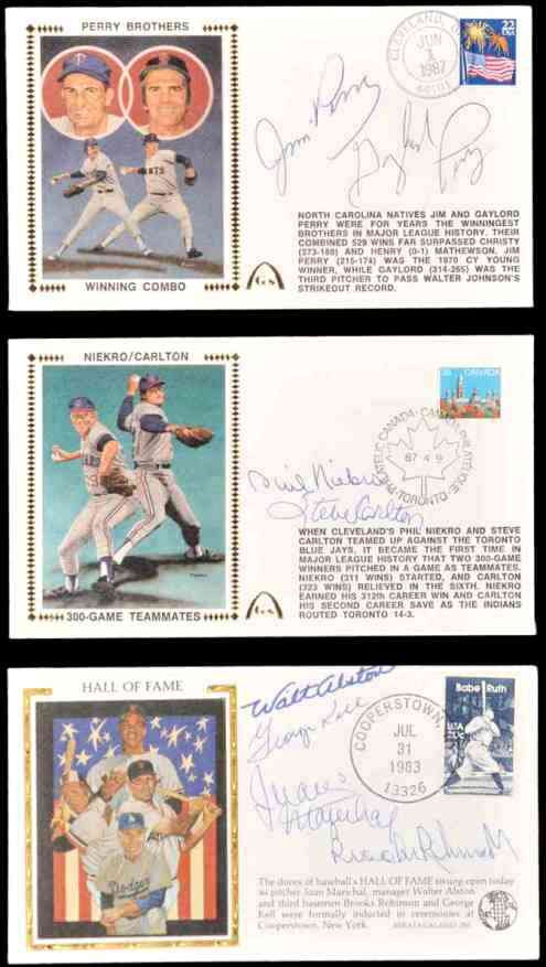  Steve Carlton/Phil Niekro -l987 DUAL-AUTOGRAPHED Cachet 300-Game Teammates Baseball cards value