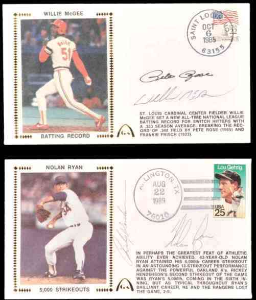 Pete Rose/Willie McGee-1985 DUAL-AUTOGRAPHED Gateway Cachet BATTING-RECORD Baseball cards value