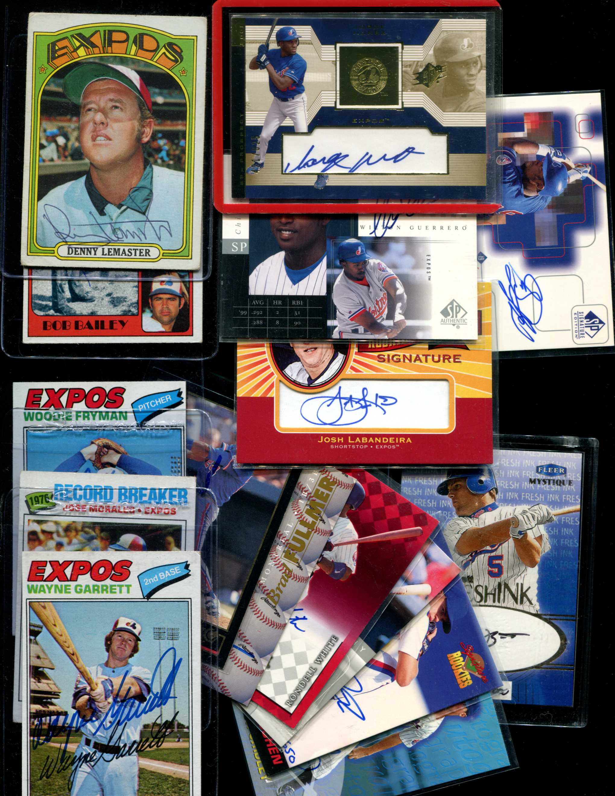  EXPOS - Lot (17) different AUTOGRAPHED cards Baseball cards value