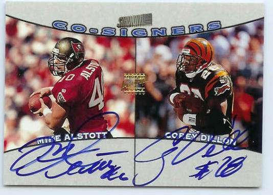  Corey Dillon/Mike Alstott - 1998 Stadium Club CO-SIGNERS DOUBLE AUTOGRAPH Baseball cards value