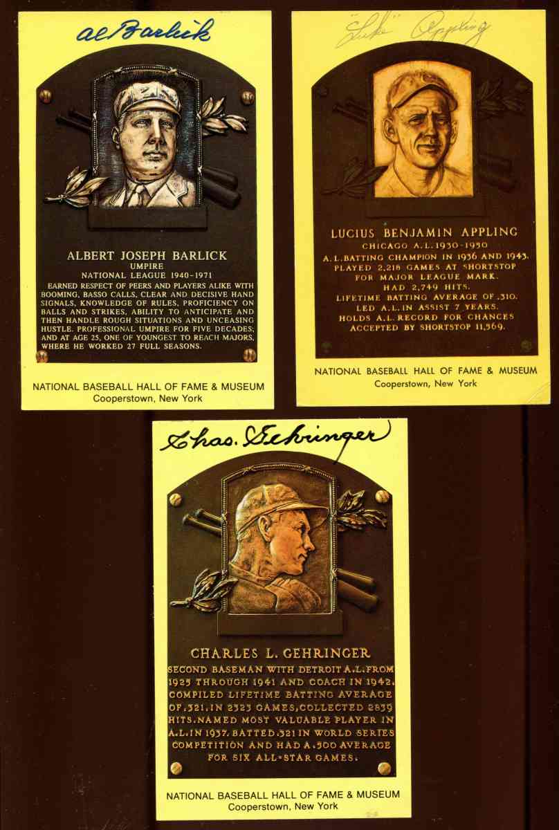  Charley Gehringer - AUTOGRAPHED Hall-of-Fame Gold Plaque Postcard (Tigers) Baseball cards value