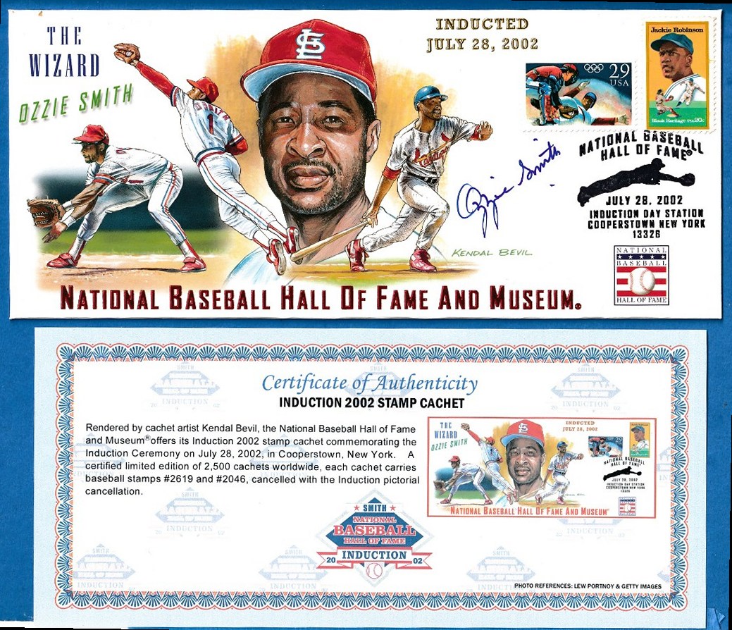   Hall-of-Fame 2002 Induction Envelope - SIGNED by OZZIE SMITH Baseball cards value