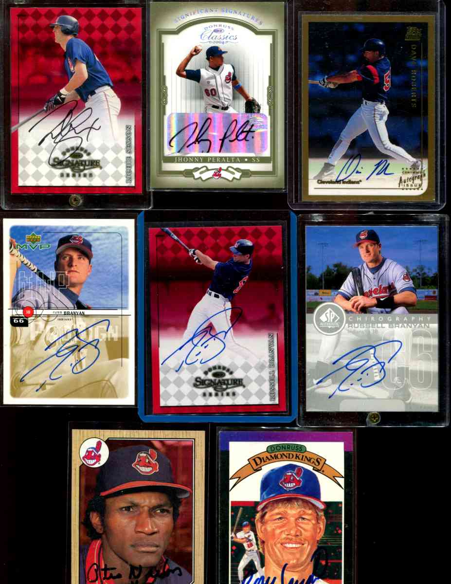  INDIANS - Lot (8) different AUTOGRAPHED cards Baseball cards value